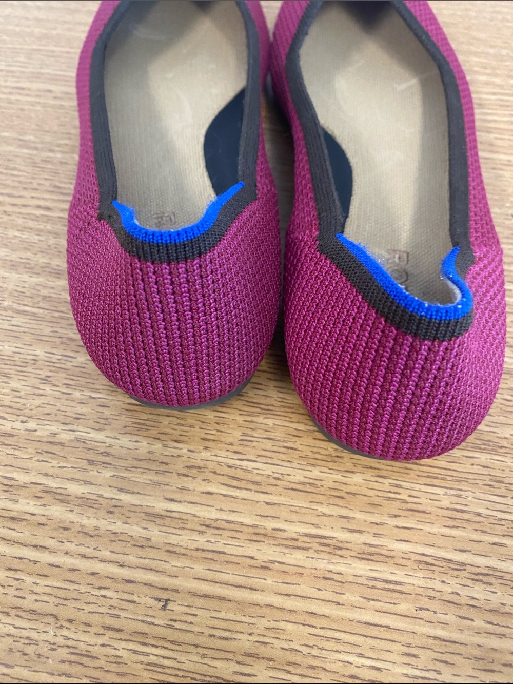 Seychelles Pointed Knit Ballet Flats in Magenta with Black Trim - Picture 8 of 11